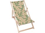 Sdraio Dreamroots Pieghevole In Legno Fino A 130 Kg, Sdraio Pieghevole Con Regolazione Dell'inclinazione Dello Schienale In 3 Fasi, Fresh Spring Leaves