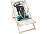 Lettino Pieghevole In Legno Dreamroots, Fino A 130 Kg, Lettino Pieghevole Con Regolazione Dell'inclinazione Dello Schienale In 3 Fasi, Vintage Crazy Girl