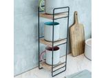 Mensola Da Tavolo 'Pargas' Con 3 Ripiani In Metallo E Legno 43 X 14 X 13 Cm Nero / Naturale