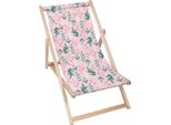 Lettino Pieghevole In Legno Dreamroots, Fino A 130 Kg, Lettino Pieghevole Con Regolazione Dell'inclinazione Dello Schienale In 3 Fasi, Motivo Sweet Leaves