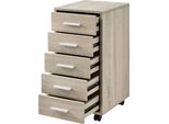 In And Outdoormatch Abigale - Cassettiera - Su Rotelle - 63 X 33 X 38 - Colore Rovere Sonoma - Truciolato - Design Moderno