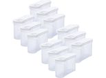 Novaliv Barattoli Sfusi Set Di 12 Barattoli Per Spolverare Da 1,3 Litri - Dimensioni (Lxpxh): 22 X 13 X 8,5 Cm - Barattolo Con Coperchio Da 1L Per Muesli Farina Zucchero Barattoli Organizzatore Per Cucina Scatola Per Alimenti Scatola Per Preparazione Pasti
