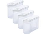 Novaliv Barattoli Sfusi 4 Pezzi Barattolo Per Spolverare Da 1,3 Litri - Dimensioni (Lxpxh): 22 X 13 X 8,5 Cm - Barattolo Con Coperchio Da 1L Per Farina Muesli Barattoli Di Zucchero Organizzatore Per Cucina Scatola Per Alimenti Scatole Per La Preparazione Dei Pasti