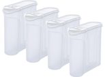 Novaliv Barattoli Sfusi 4 Pezzi Barattolo Per Spolverare Da 4 Litri - Dimensioni (Lxlxh): 25,5 X 25,5 X 10 Cm - Barattolo Con Coperchio 4L Per Muesli Farina Zucchero Barattoli Cucina Organizzatore Cibo Scatola Preparazione Pasti