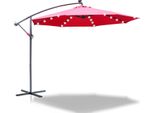 Ombrellone Con Illuminazione A Led Ombrellone A Semaforo 350 Cm Ombrellone Da Giardino Con 32 Luci Led Protezione Uv Ombrellone A Manovella Supporto Ombrellone Da Giardino Ombrellone Da Mercato, Rosso