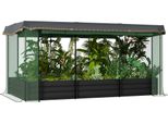 Outsunny Letto Rialzato In Acciaio, Fioriera, Fioriera Con Rete Di Protezione Per Uccelli, Protezione Solare, Letto Da Giardino Per Balcone, Terrazza, Grigio Scuro, 230 X 110 X 110 Cm
