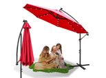 Ombrellone Con Illuminazione Led Ombrellone Da Giardino Da 300 Cm Con 24 Luci Led Protezione Uv Manovella Portaombrelli Ombrellone Da Giardino Ombrellone Da Mercato, Rosso