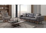 Set Da Salotto Grigio Divano 3 Posti + Poltrona Tre Posti Jvmoebel