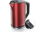 Bollitore Arendo, 1,5 L, 2200 W, Acciaio Inox, Doppia Parete, Impostazione Temperatura 40° - 100 °C Con Display, Rosso