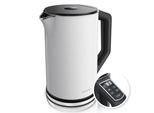 Bollitore Arendo, 1,5 L, 2200 W, Acciaio Inox, Doppia Parete, Impostazione Temperatura 40° - 100 °C Con Display, Bianco