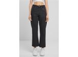 DáMské Kalhoty Urban Classics Ladies Cropped Straight Leg Denim Pants Nero Lavato - 29