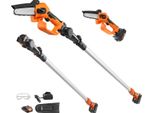 Vevor Mini Motosega Con Batteria 20V 2Ah Motore Brushless 2 In 1 Potatore A Batteria 22000Rpm Motosega Elettrica, Tagliasiepi Telescopico Sega Da Potatura Con Manico Telescopico Lunghezza Di Estensione Fino A 2,43M