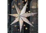 Brubaker Stella Di Natale Appesa A Led - Stella Di Carta Da 60 Cm - Stella Dell'avvento 3D - A Batteria, Argento