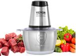 Vevor Tritacarne Elettrico 400 W, Tritatutto Multifunzione, Frullatore Da 2 Litri 3000 Giri/Min + 4000 Giri/Min, Tagliaverdure Con Ciotola E Lama In Acciaio Inox E Raschietto