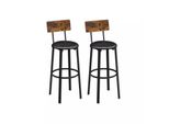 In And Outdoormatch Sgabello Lisa - Industriale - Sgabello Con Schienale - Nero - Set Di 2 - 39X39X75Cm