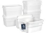 Benbow Secchio Rettangolare Con Coperchio Con Manico 5L Quantità: 5 Pezzi, Bianco Bsr, Ermetico, Sicuro Per Gli Alimenti, Brc, A Prova Di Perdite