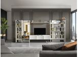 Set Da Soggiorno Porta Tv Rtv Credenza Bassa Scaffali Legno Bianco Jvmoebel