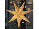 Brubaker Stella Di Natale Di Carta Da Appendere Da 60 Cm - Stella Dell'avvento A Led Per Decorazioni Natalizie E Finestre, Oro