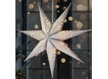 Brubaker Stella Di Natale 3D Da Appendere - Stella Di Carta A Led Con Timer - Stella Dell'avvento Da 60 Cm A Batteria, Argento