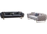 Set Di Divani Chesterfield Bianco-Grigio Divani Tessili 2X 3 Posti Jvmoebel