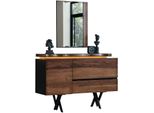 Esclusivo Specchio Da Toilette Tavolo Cosmetico In Legno Console Marrone Jvmoebel