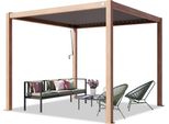 Primeyard Pergola 3X3 M Montanti In Alluminio Look Legno Con Tetto A Doghe In Acciaio Gazebo Da Giardino