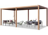 Primeyard Pergola 3X6 M Montanti In Alluminio Look Legno Con Tetto A Doghe In Acciaio Gazebo Da Giardino