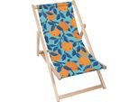 Sdraio Dreamroots Pieghevole In Legno Fino A 130 Kg, Sdraio Pieghevole Con Regolazione Dell'inclinazione Dello Schienale In 3 Fasi, Tropical Oranges