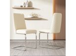 Set Di 2 Sedie A Sbalzo Flieks, Sedie Per Sala Da Pranzo Con Gambe In Metallo Argentato, Sedie Imbottite Con Rivestimento In Velluto, Sedie Da Cucina Sedia Da Soggiorno, Beige