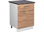 Vicco Mobiletto Base Per Cucina Fame-Line, 60 Cm Con Cassetto, Pt Antracite, Quercia Dorata/Bianco