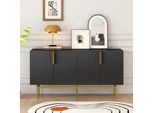 Credenza Merax A 4 Ante Con Ripiani Regolabili, Credenza Con Base In Metallo, Mobile Buffet In Legno Massiccio, 152,5X40,5X80Cm