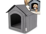 Petsona Grotta Per Cani Cuccia Per Cani Pieghevole Con Tetto Rimovibile Cuccia Per Cani Letto Per Gatti Letto Per Animali Domestici Posto Letto Taglia L, Grigio/Medaglioni