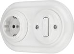 Presa Di Corrente Retrò In Porcellana Da Incasso, Interruttore, 2 Ingressi, Tutto In Uno, Serie Set PR1 Bianco
