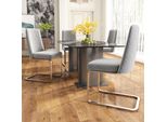 Set Di 4 Sedie A Sbalzo Flieks, Sedie Per Sala Da Pranzo Con Gambe In Metallo Argentato, Sedie Imbottite Con Rivestimento In Velluto, Sedie Da Cucina Sedie Da Soggiorno, Grigio