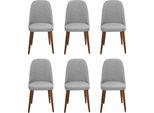 Sedia Designer 6X Sedie Sedia Di Legno Sedia Da Pranzo Grigia Lusso Legno Nuovi Mobili