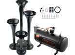 Set Di Trombe Da Treno Vevor, Set Di Trombe Ad Aria A 4 Trombe, Trombe Da Treno Da 150 Db Per Camioncini, Compressore D'aria Da 12 V 120 Psi, Serbatoio Da 3 L Con Manometro Per Qualsiasi Veicolo Da 12 V, Auto, Camion, Treno, Furgone, Barca, Ecc. Nero