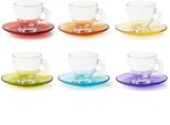 Excelsa Set Di 6 Tazze Da Espresso Con Piattini Istanbul In Vetro Da 9 Cl Colorato