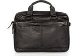 Spikes & Sparrow Pelle Borsa Da Ufficio Borsa A Tracolla Con Scomparto Per Laptop Steven Business Bag Black Nero