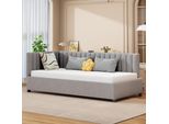 Merax Daybed 90X200Cm Divano Letto Con Rete A Doghe, Letto Imbottito In Velluto Letto Per Bambini Daybed Divano Letto Con Braccioli, Grigio