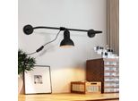 Zmh Lampada Da Parete Per Interni Lampada Da Parete Nera Illuminazione A Parete Con Spina Interruttore Faretto Da Parete Corridoio Scala In Metallo Vintage E27 Per Soggiorno