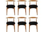 Lusso Sala Da Pranzo Legno 6X Sedie Marrone Nero Senza Braccioli Design Sedia Jvmoebel