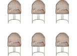 Lusso Sedia Da Pranzo 6X Sedie Design Tessile Metallo Beige Sedia Mobili Jvmoebel