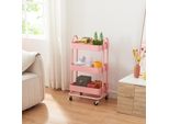 Carrello Da Cucina 'PyhäNtä' Con 3 Cestini 78,5 X 46 X 35 Cm Acciaio Rosa