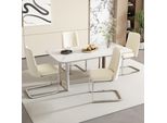 Set Di 4 Sedie A Sbalzo Flieks, Sedie Per Sala Da Pranzo Con Gambe In Metallo Argentato, Sedie Imbottite Con Rivestimento In Velluto, Sedie Da Cucina Sedia Da Soggiorno, Beige