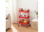 Carrello Da Cucina 'PyhäNtä' Con 3 Cestini 78,5 X 46 X 35 Cm Acciaio Rosso