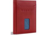 Bugatti Porta Carte Di Credito Secure Slim Mini Wallet Red Rosso Scuro
