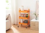 Carrello Da Cucina 'PyhäNtä' Con 3 Cestini 78,5 X 46 X 35 Cm Acciaio Arancione