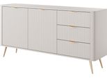 Cassettiera: 3 Cassetti, 2 Ante, Cashmere, Gambe Dorate, 163,2 X 81,2 X 38 Cm