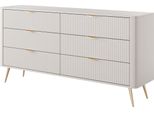 Cassettiera: 6 Cassetti, Cashmere, Gambe Dorate, 163,2 X 81,2 X 38 Cm