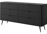 Cassettiera: 6 Cassetti, Nero, 163,2 X 81,2 X 38 Cm